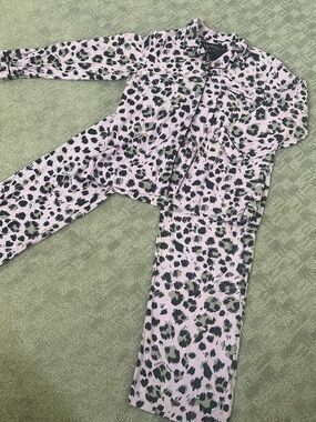 Victoria’s Secret Leopard Pajama Set Size Large Button Down with Wide Leg Pants